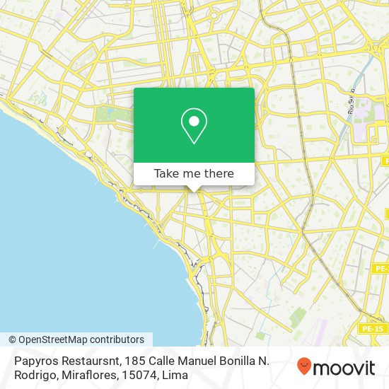 Papyros Restaursnt, 185 Calle Manuel Bonilla N. Rodrigo, Miraflores, 15074 map