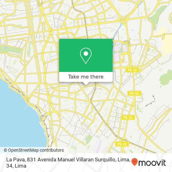 La Pava, 831 Avenida Manuel Villaran Surquillo, Lima, 34 map