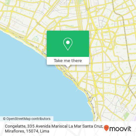 Mapa de Congelatte, 335 Avenida Mariscal La Mar Santa Cruz, Miraflores, 15074