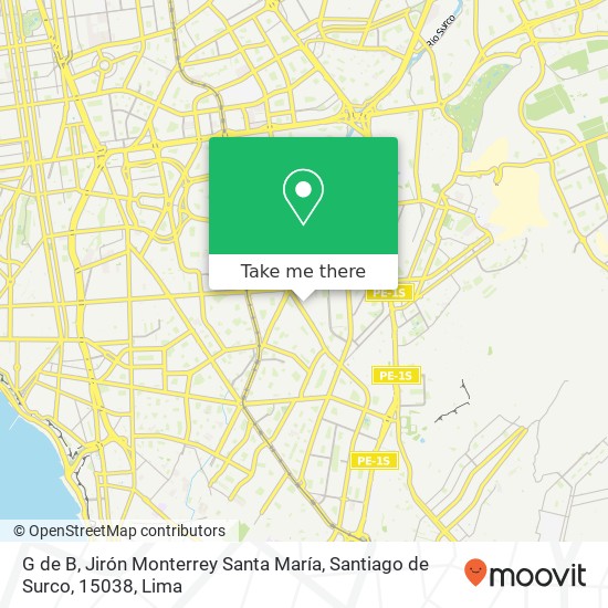 G de B, Jirón Monterrey Santa María, Santiago de Surco, 15038 map