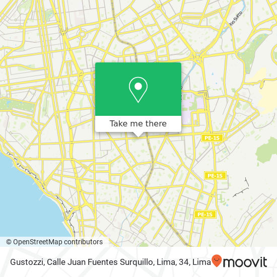 Mapa de Gustozzi, Calle Juan Fuentes Surquillo, Lima, 34