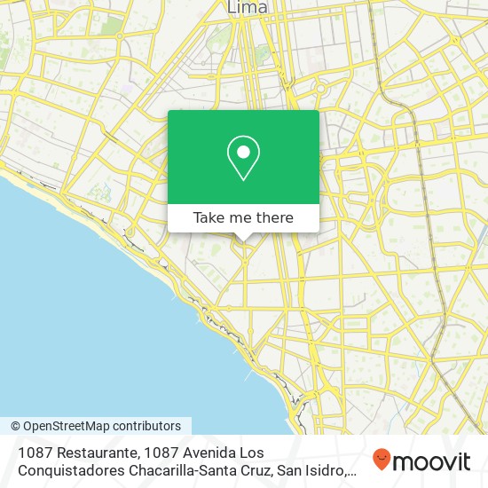 1087 Restaurante, 1087 Avenida Los Conquistadores Chacarilla-Santa Cruz, San Isidro, 15073 map