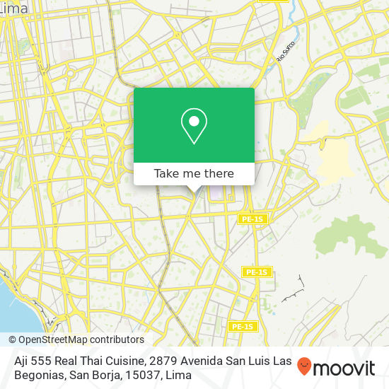 Mapa de Aji 555 Real Thai Cuisine, 2879 Avenida San Luis Las Begonias, San Borja, 15037