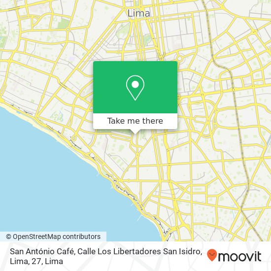 San António Café, Calle Los Libertadores San Isidro, Lima, 27 map