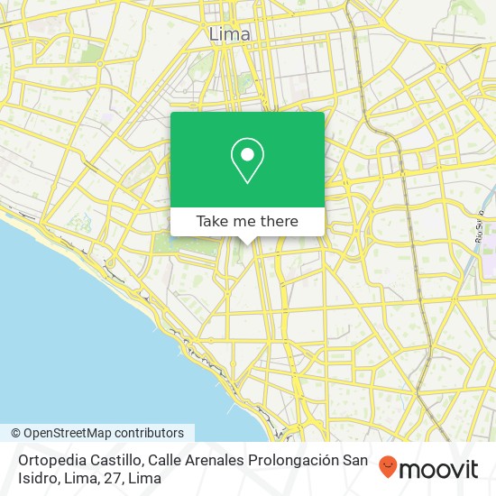 Ortopedia Castillo, Calle Arenales Prolongación San Isidro, Lima, 27 map