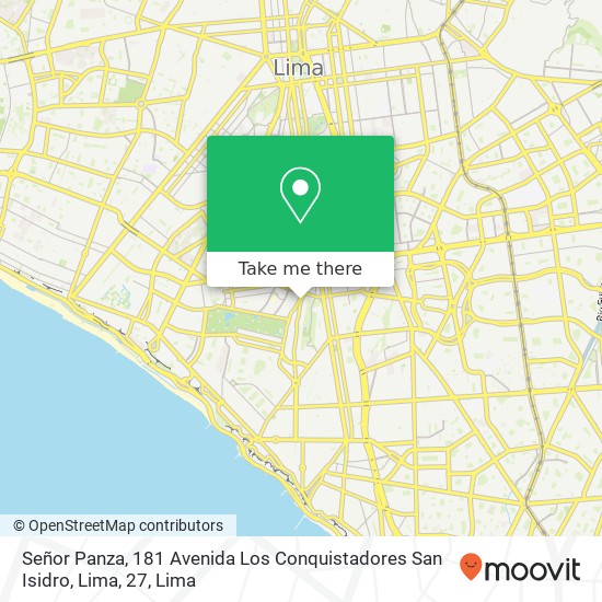 Mapa de Señor Panza, 181 Avenida Los Conquistadores San Isidro, Lima, 27