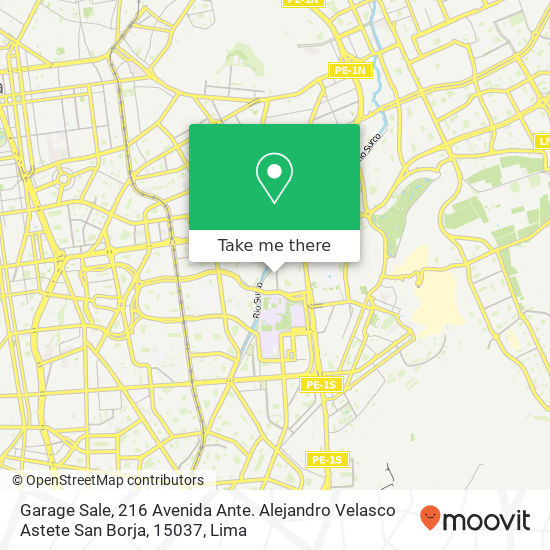 Mapa de Garage Sale, 216 Avenida Ante. Alejandro Velasco Astete San Borja, 15037