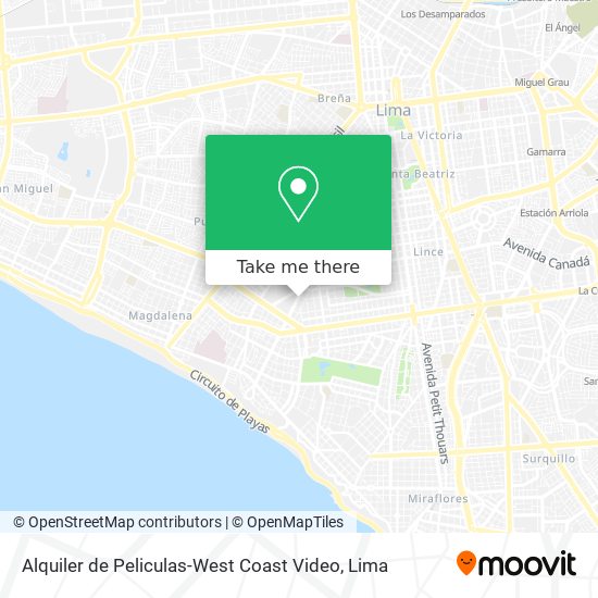 Mapa de Alquiler de Peliculas-West Coast Video