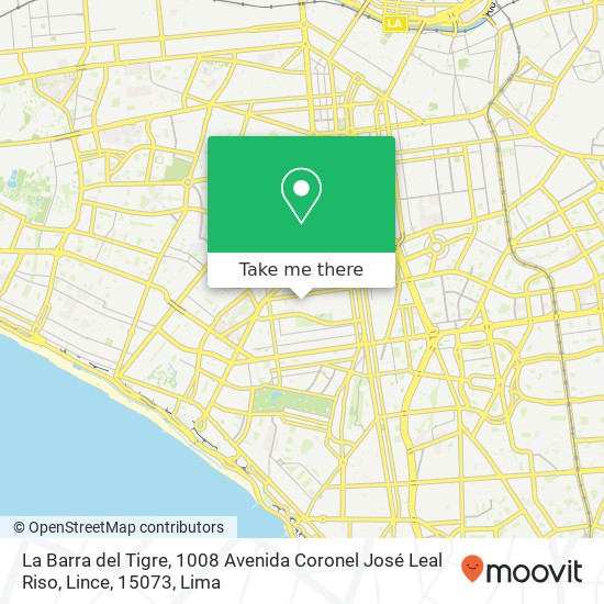 La Barra del Tigre, 1008 Avenida Coronel José Leal Riso, Lince, 15073 map
