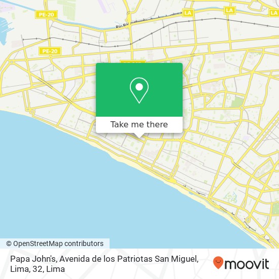 Papa John's, Avenida de los Patriotas San Miguel, Lima, 32 map