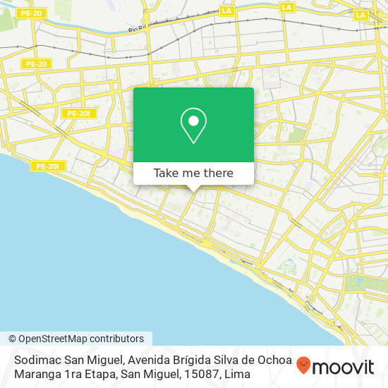 Mapa de Sodimac San Miguel, Avenida Brígida Silva de Ochoa Maranga 1ra Etapa, San Miguel, 15087