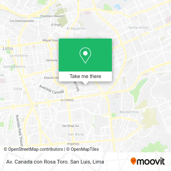 Av. Canada con Rosa Toro. San Luis map