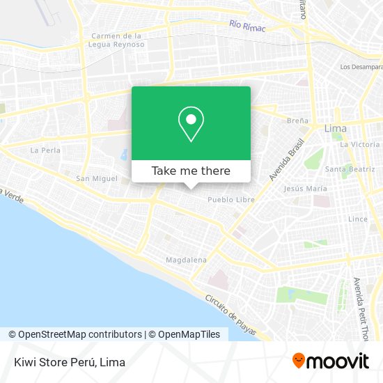 Mapa de Kiwi Store Perú