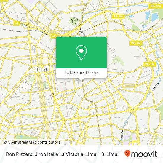 Mapa de Don Pizzero, Jirón Italia La Victoria, Lima, 13