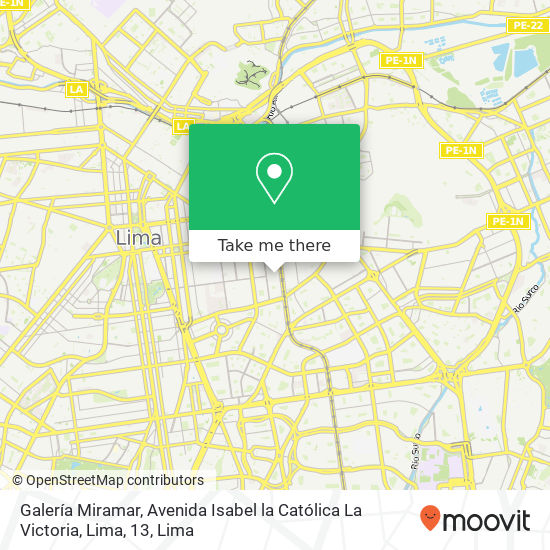 Mapa de Galería Miramar, Avenida Isabel la Católica La Victoria, Lima, 13