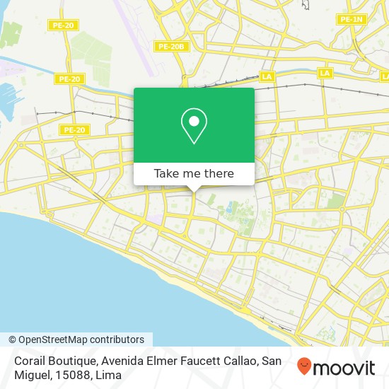 Mapa de Corail Boutique, Avenida Elmer Faucett Callao, San Miguel, 15088