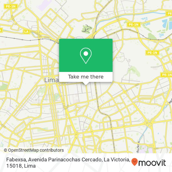 Mapa de Fabexsa, Avenida Parinacochas Cercado, La Victoria, 15018