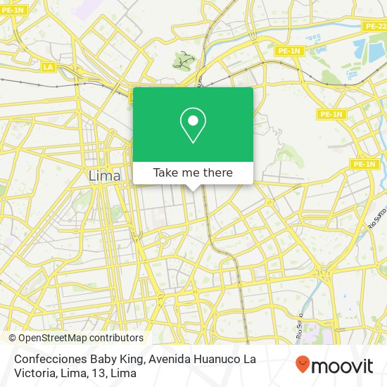 Confecciones Baby King, Avenida Huanuco La Victoria, Lima, 13 map