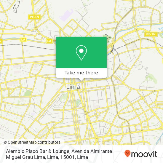 Alembic Pisco Bar & Lounge, Avenida Almirante Miguel Grau Lima, Lima, 15001 map