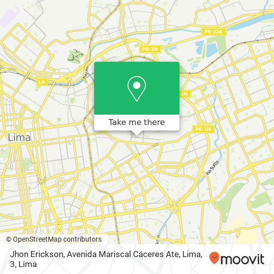 Jhon Erickson, Avenida Mariscal Cáceres Ate, Lima, 3 map