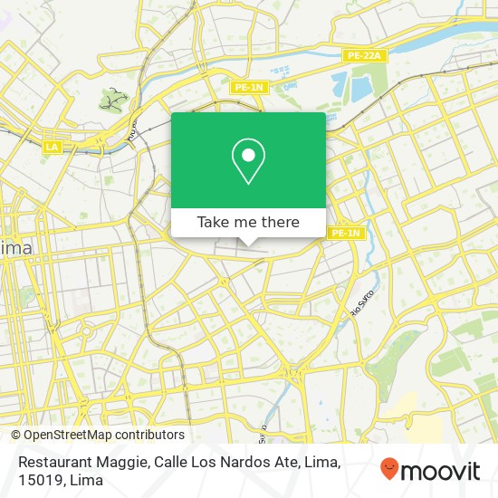 Mapa de Restaurant Maggie, Calle Los Nardos Ate, Lima, 15019