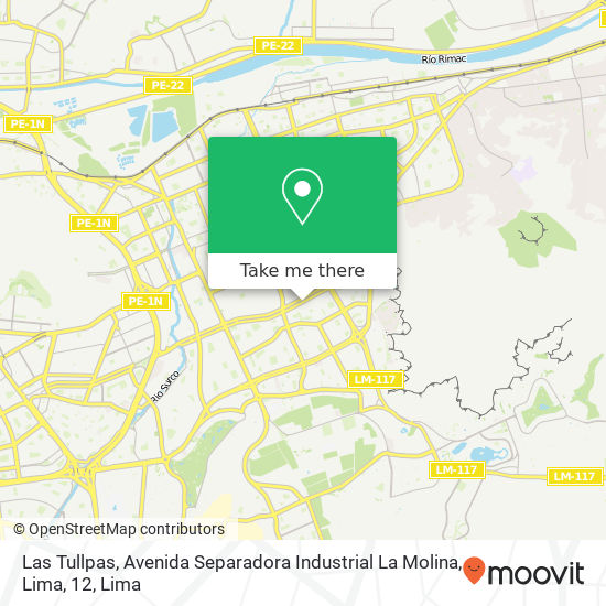 Mapa de Las Tullpas, Avenida Separadora Industrial La Molina, Lima, 12