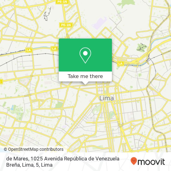 de Mares, 1025 Avenida República de Venezuela Breña, Lima, 5 map