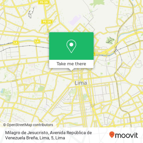 Mapa de Milagro de Jesucristo, Avenida República de Venezuela Breña, Lima, 5