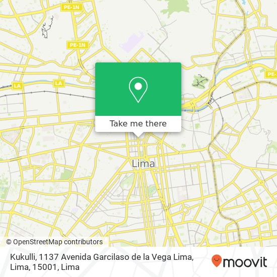 Kukulli, 1137 Avenida Garcilaso de la Vega Lima, Lima, 15001 map