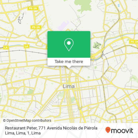 Mapa de Restaurant Peter, 771 Avenida Nicolás de Piérola Lima, Lima, 1