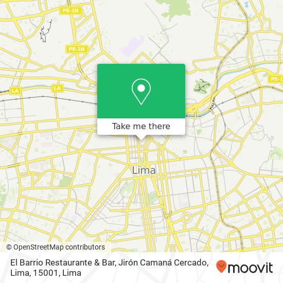 El Barrio Restaurante & Bar, Jirón Camaná Cercado, Lima, 15001 map