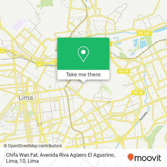 Chifa Wan Fat, Avenida Riva Agüero El Agustino, Lima, 10 map