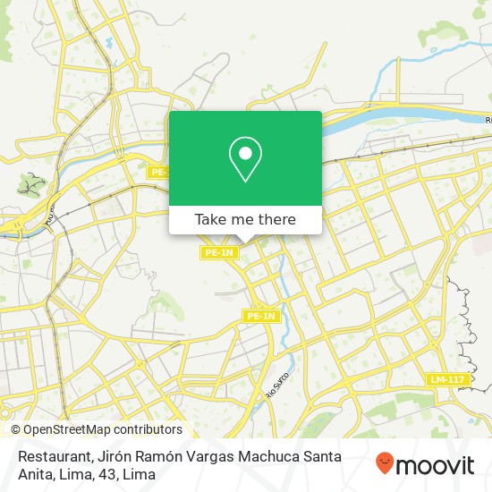 Mapa de Restaurant, Jirón Ramón Vargas Machuca Santa Anita, Lima, 43