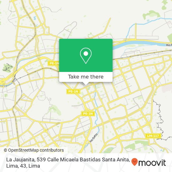 Mapa de La Jaujanita, 539 Calle Micaela Bastidas Santa Anita, Lima, 43