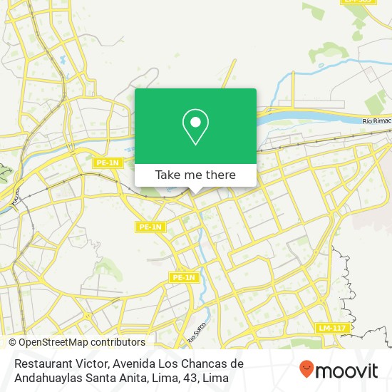 Mapa de Restaurant Victor, Avenida Los Chancas de Andahuaylas Santa Anita, Lima, 43