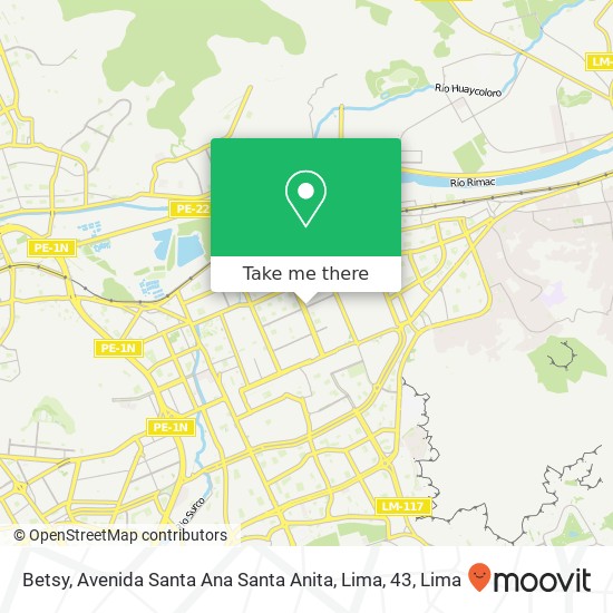 Mapa de Betsy, Avenida Santa Ana Santa Anita, Lima, 43