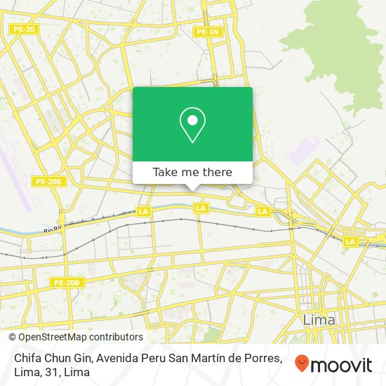 Mapa de Chifa Chun Gin, Avenida Peru San Martín de Porres, Lima, 31