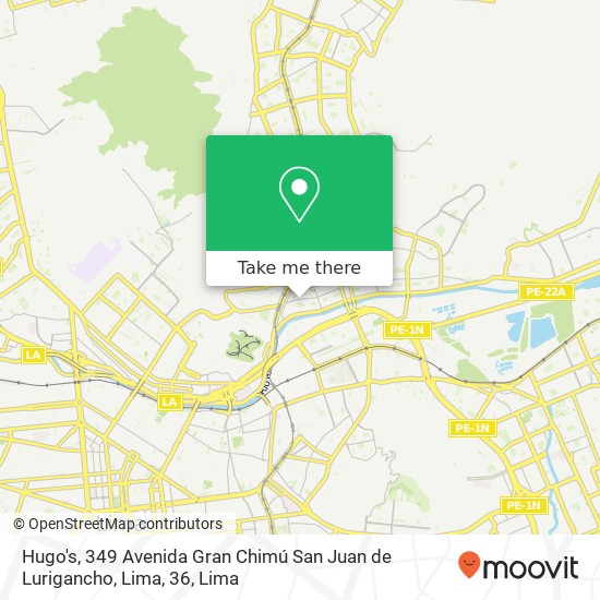 Mapa de Hugo's, 349 Avenida Gran Chimú San Juan de Lurigancho, Lima, 36