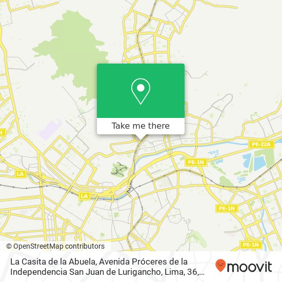 La Casita de la Abuela, Avenida Próceres de la Independencia San Juan de Lurigancho, Lima, 36 map