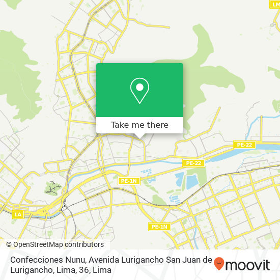Confecciones Nunu, Avenida Lurigancho San Juan de Lurigancho, Lima, 36 map