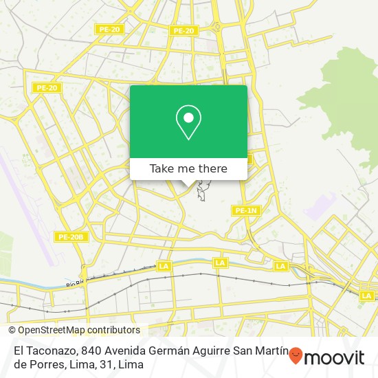 El Taconazo, 840 Avenida Germán Aguirre San Martín de Porres, Lima, 31 map