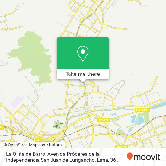 Mapa de La Ollita de Barro, Avenida Próceres de la Independencia San Juan de Lurigancho, Lima, 36
