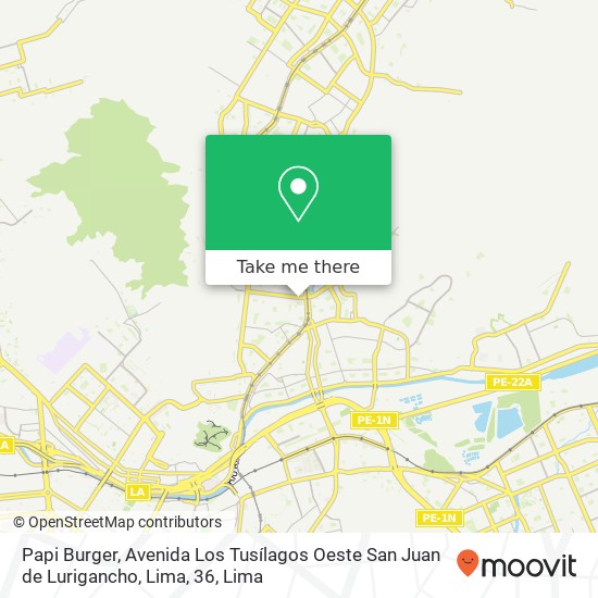 Mapa de Papi Burger, Avenida Los Tusílagos Oeste San Juan de Lurigancho, Lima, 36