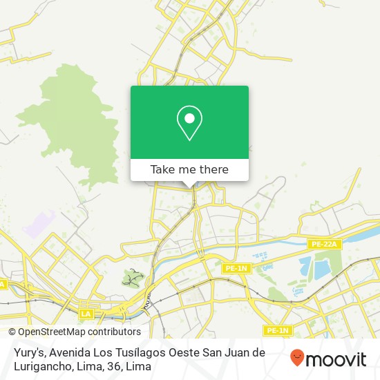 Mapa de Yury's, Avenida Los Tusílagos Oeste San Juan de Lurigancho, Lima, 36