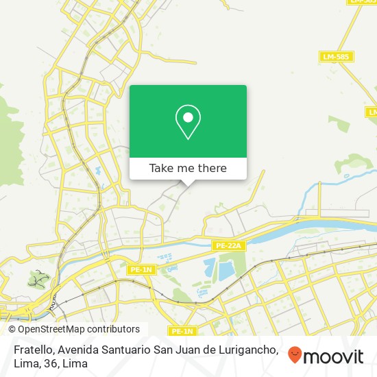 Mapa de Fratello, Avenida Santuario San Juan de Lurigancho, Lima, 36