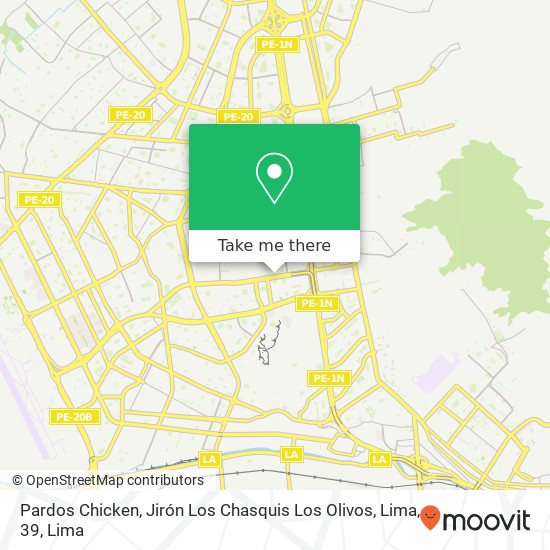 Mapa de Pardos Chicken, Jirón Los Chasquis Los Olivos, Lima, 39