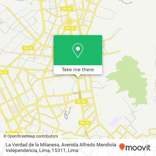 La Verdad de la Milanesa, Avenida Alfredo Mendiola Independencia, Lima, 15311 map