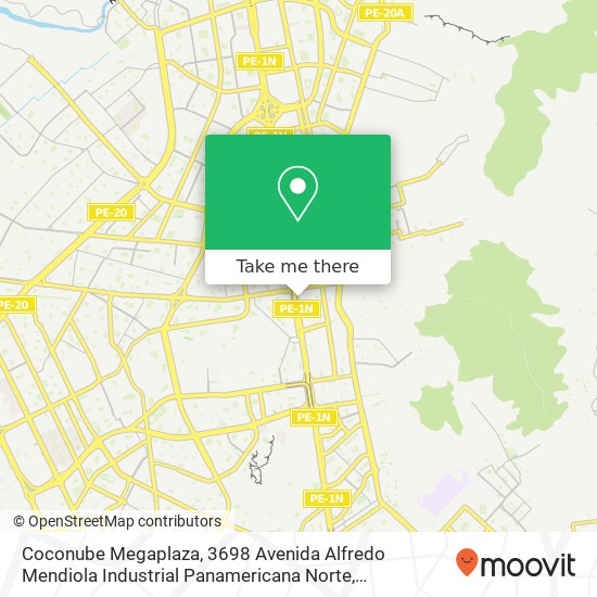 Mapa de Coconube Megaplaza, 3698 Avenida Alfredo Mendiola Industrial Panamericana Norte, Independencia, 15311