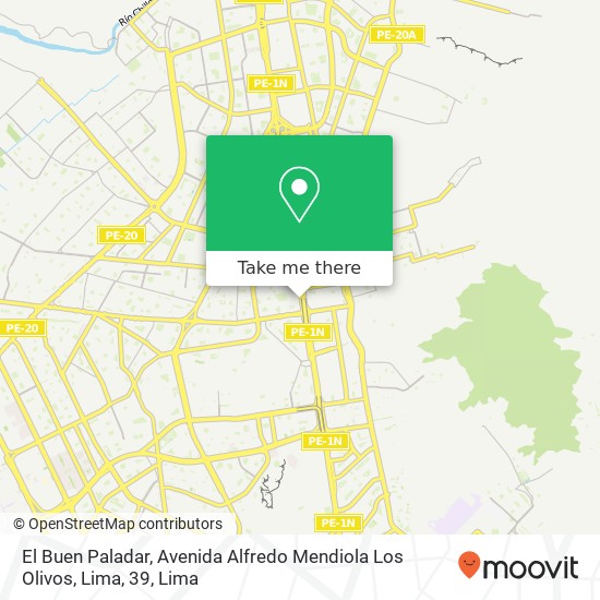 Mapa de El Buen Paladar, Avenida Alfredo Mendiola Los Olivos, Lima, 39