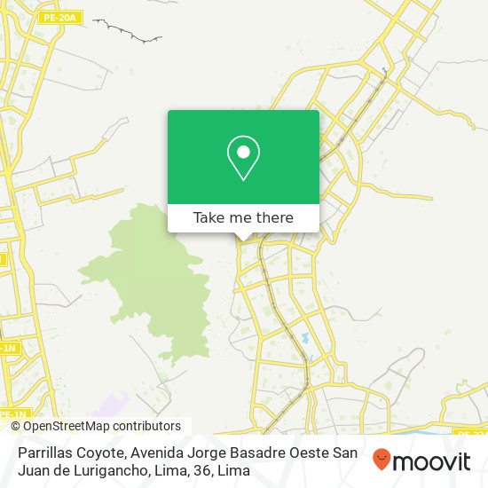 Parrillas Coyote, Avenida Jorge Basadre Oeste San Juan de Lurigancho, Lima, 36 map